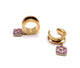 Square Pink Crystals Gold Dangle Tunnels / saddles