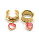 Pink and Gold Glass Diamond Heart Dangle Tunnels / saddles