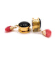 Red Stone Black and Gold Screw-fit Dangle Plugs