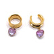Purple Gold Glass Diamond Heart Dangle Tunnels / saddles