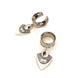 Silver Ornate Dangle Tunnels / saddles with Purple Bead