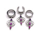 Purple and silver lace Dangle Tunnels / saddles