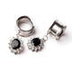Black Oval Cubic Zirconia Stones Bridal Screw-fit Ear Plug Flesh Dangle Tunnel